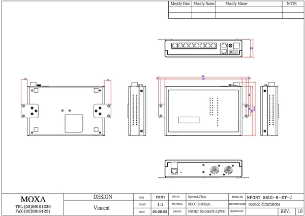NPort 5610-8-DT-J w/o adaptor